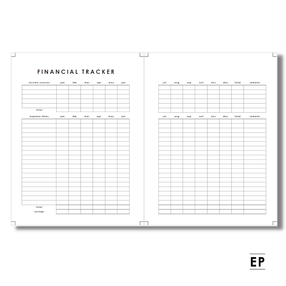 Financial Tracking Spread - Free Planner Printable