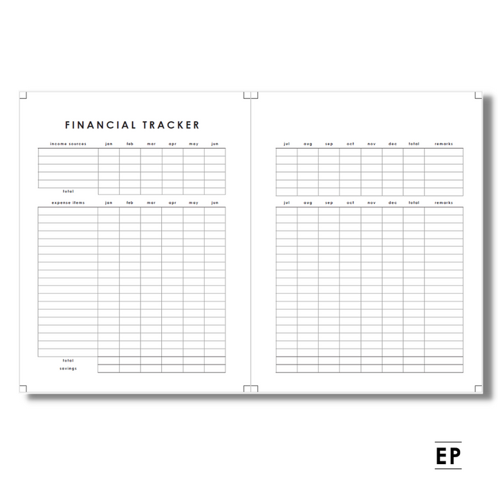 Financial Tracking Spread - Free Planner Printable