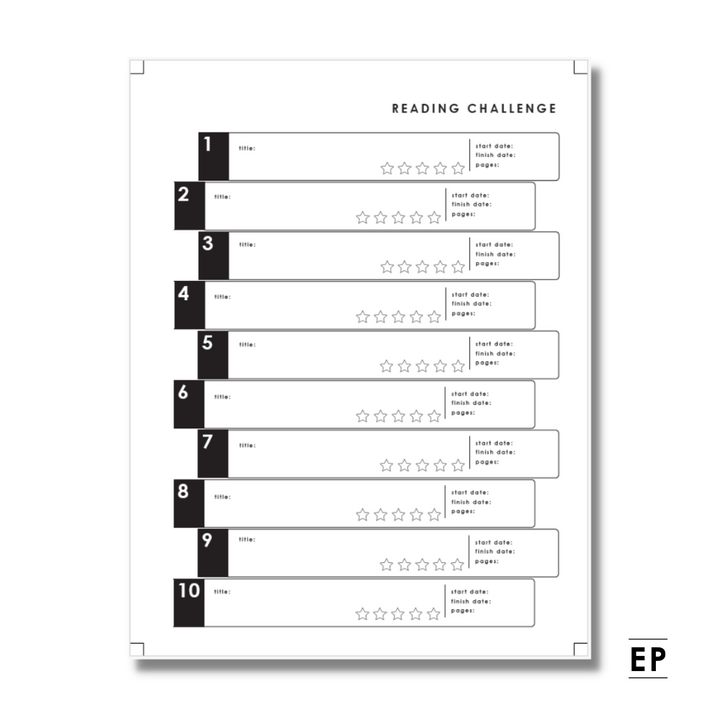 Reading Challenge Insert For Student Planner - Free Printable