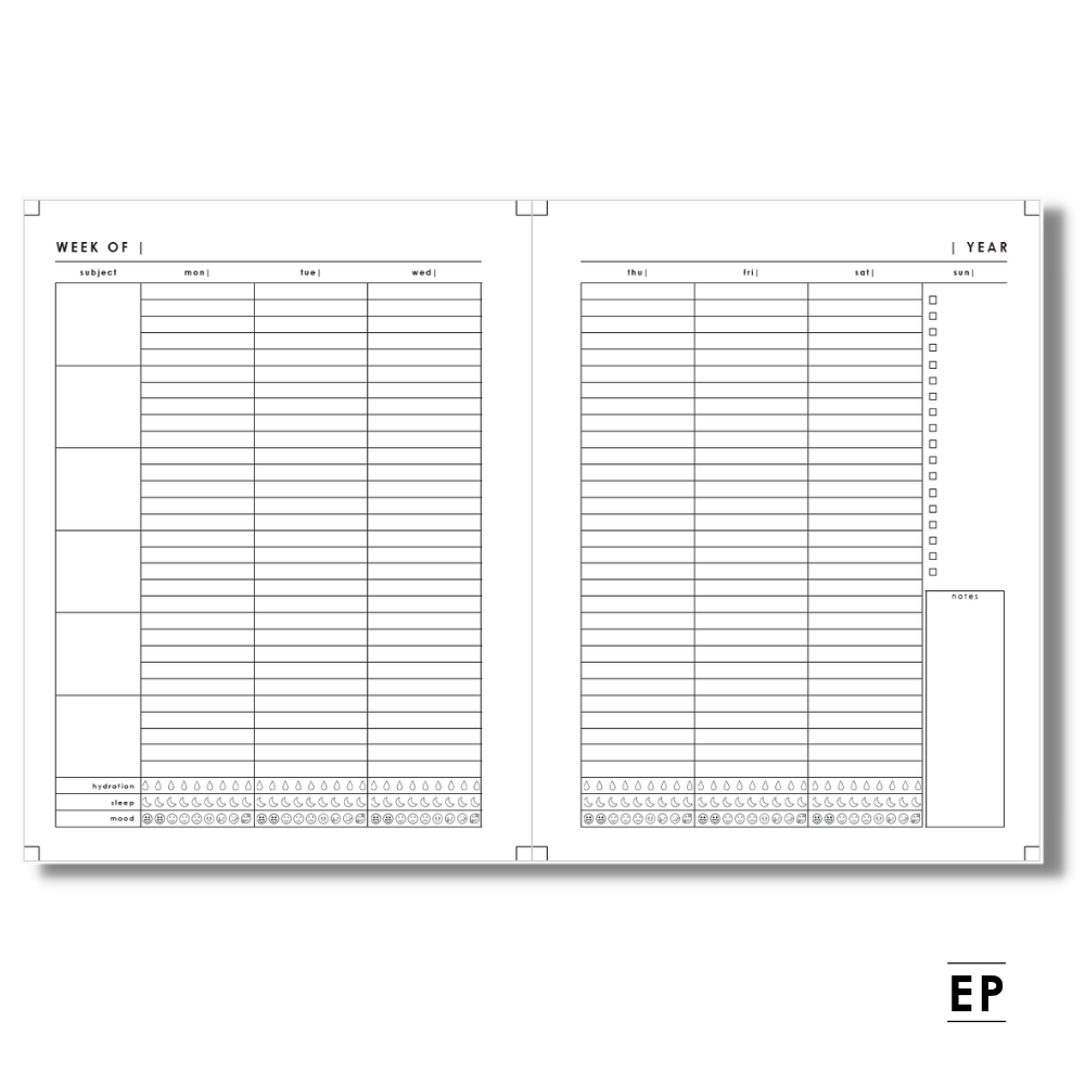 Weekly Planning Spread  For Student Planner - Free Printable