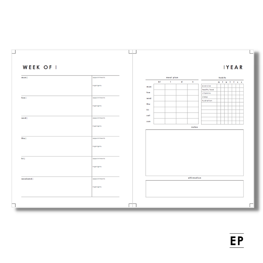 Horizontal Weekly Planning Spread - Free Planner Printable