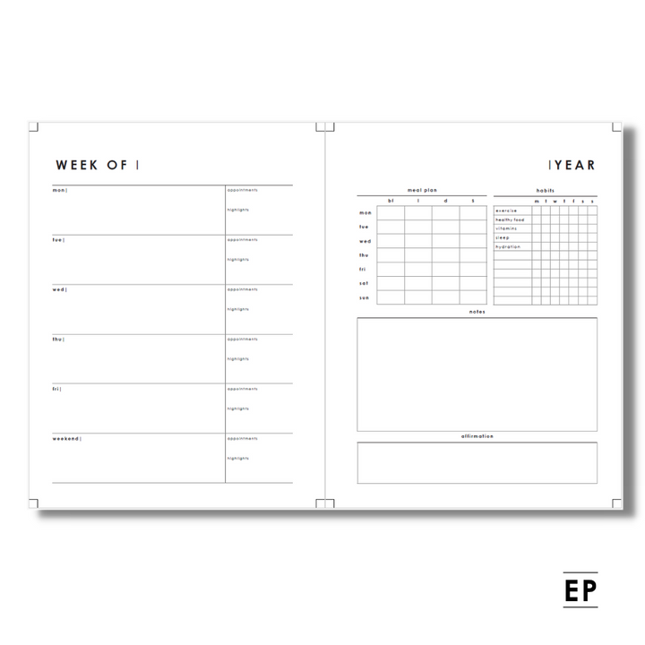 Horizontal Weekly Planning Spread - Free Planner Printable