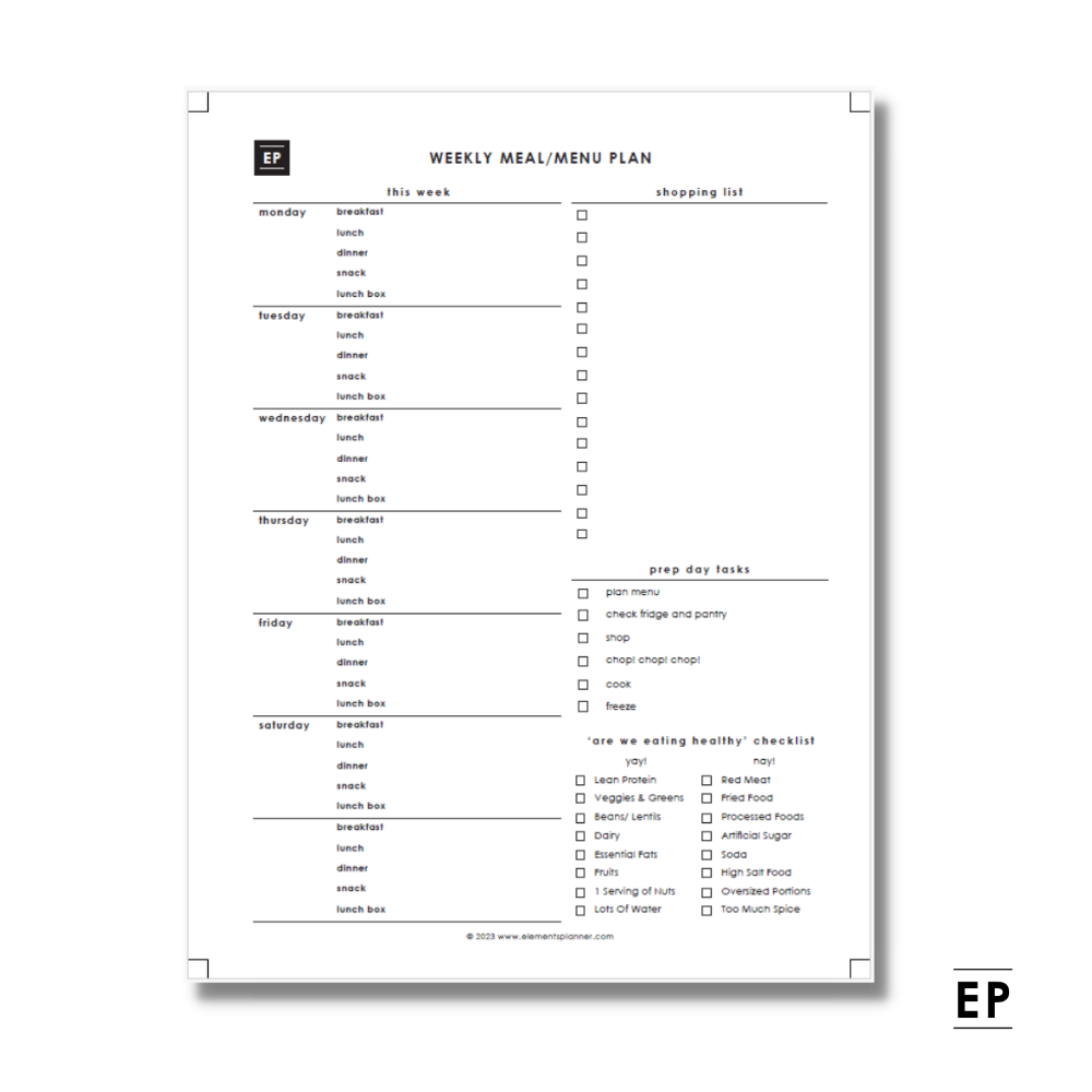 Weekly Meal/Menu Planning Insert - Free Printable