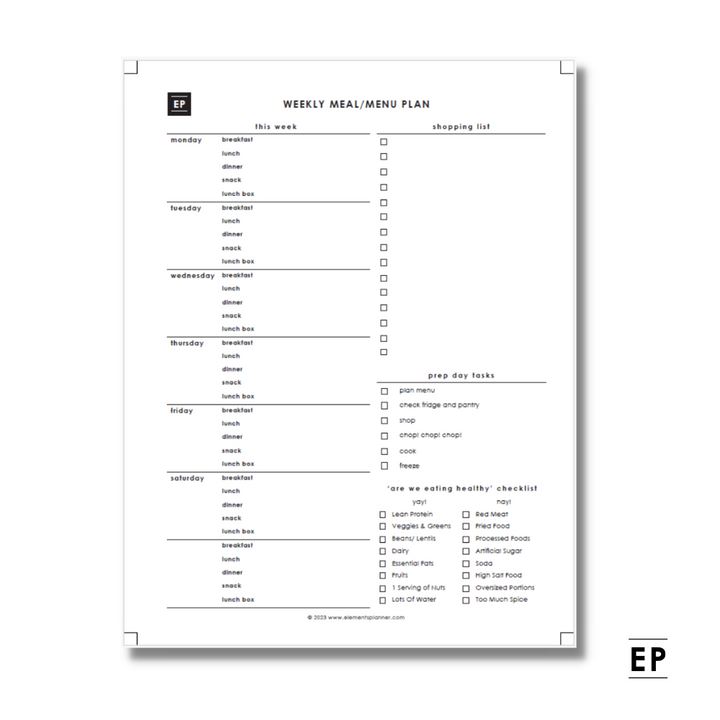 Weekly Meal/Menu Planning Insert - Free Printable